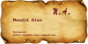 Mondik Alex névjegykártya